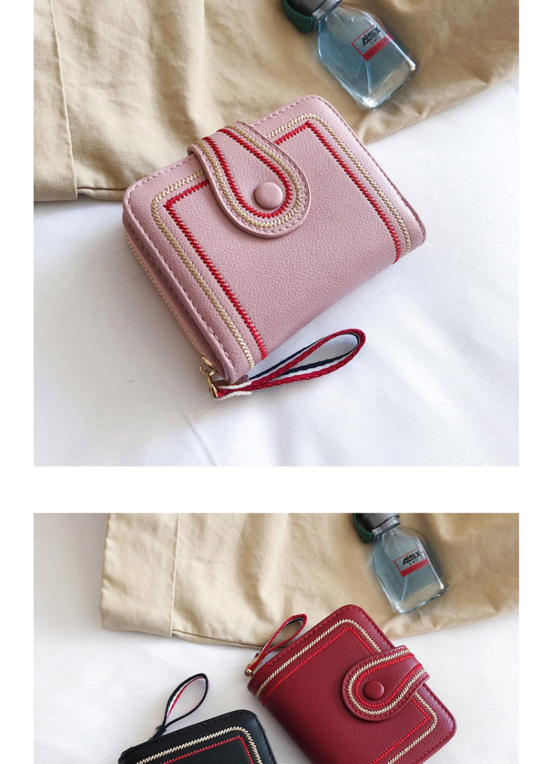 Fashion Pink 20 Fold Of Embroidered Short Wallet,Wallet