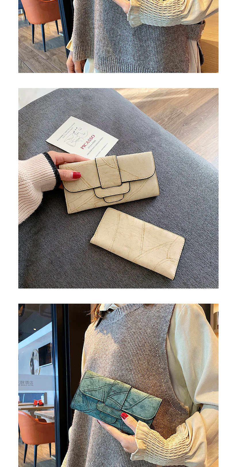 Fashion Red Wine Wallet 3 Fold Long Change Clip 2 Piece Set,Wallet