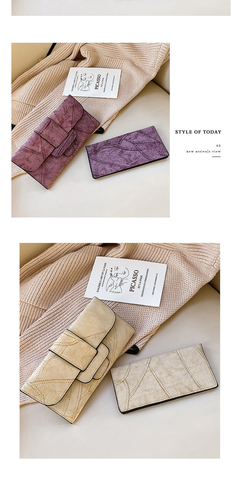 Fashion Brown Wallet 3 Fold Long Change Clip 2 Piece Set,Wallet