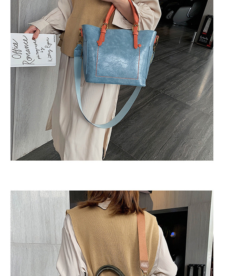 Fashion Blue Broadband Contrast Shoulder Messenger Bag,Handbags