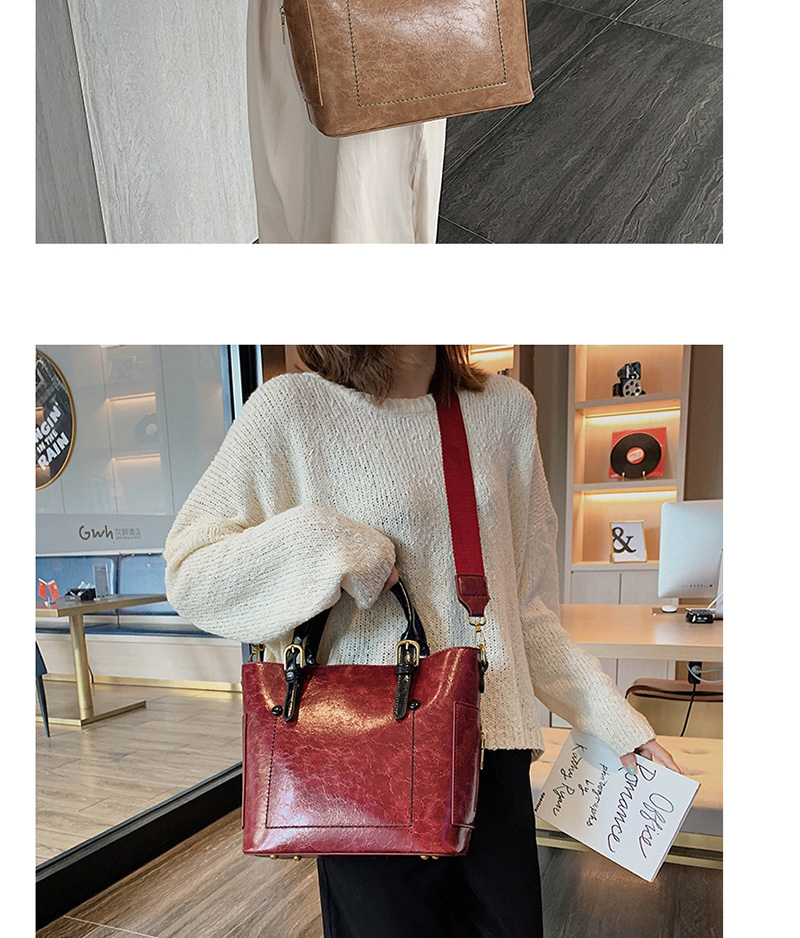 Fashion Khaki Broadband Contrast Shoulder Messenger Bag,Handbags