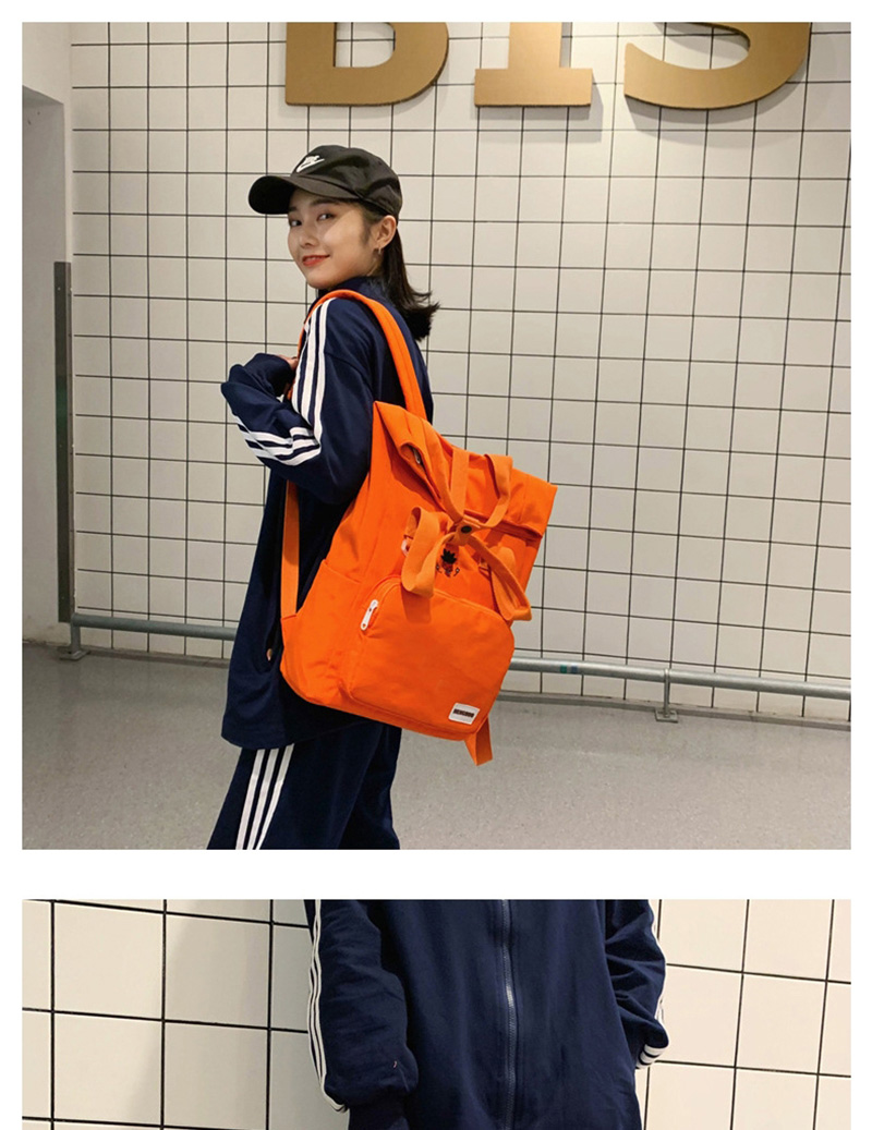 Fashion Orange Cartoon Embroidered Contrast Ribbon Backpack,Backpack