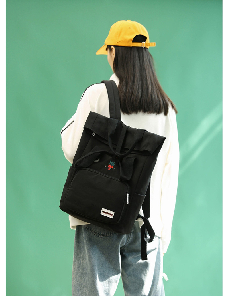 Fashion Light Grey Cartoon Embroidered Contrast Ribbon Backpack,Backpack