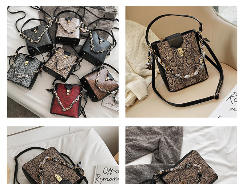 Fashion Black Snake Chain Crossbody Shoulder Bag,Handbags