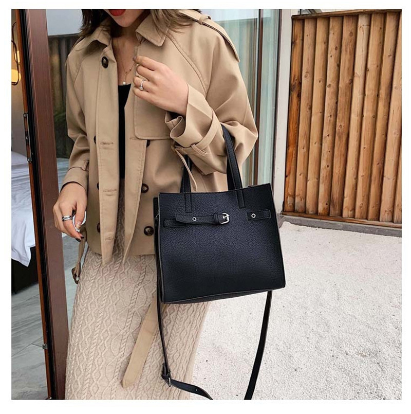 Fashion Light Grey Belt Buckle Portable Slung Shoulder Bag,Handbags