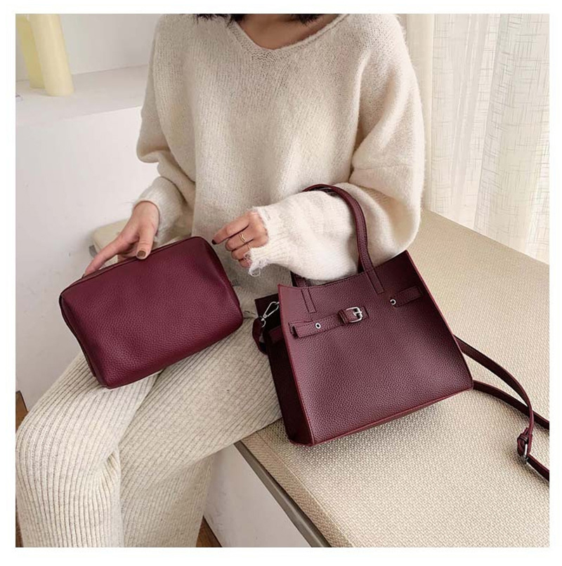 Fashion Red Wine Belt Buckle Portable Slung Shoulder Bag,Handbags
