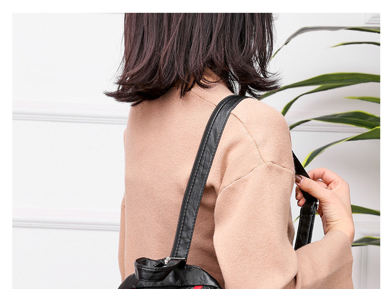 Fashion Black Washed Leather Multi-layer Backpack,Backpack