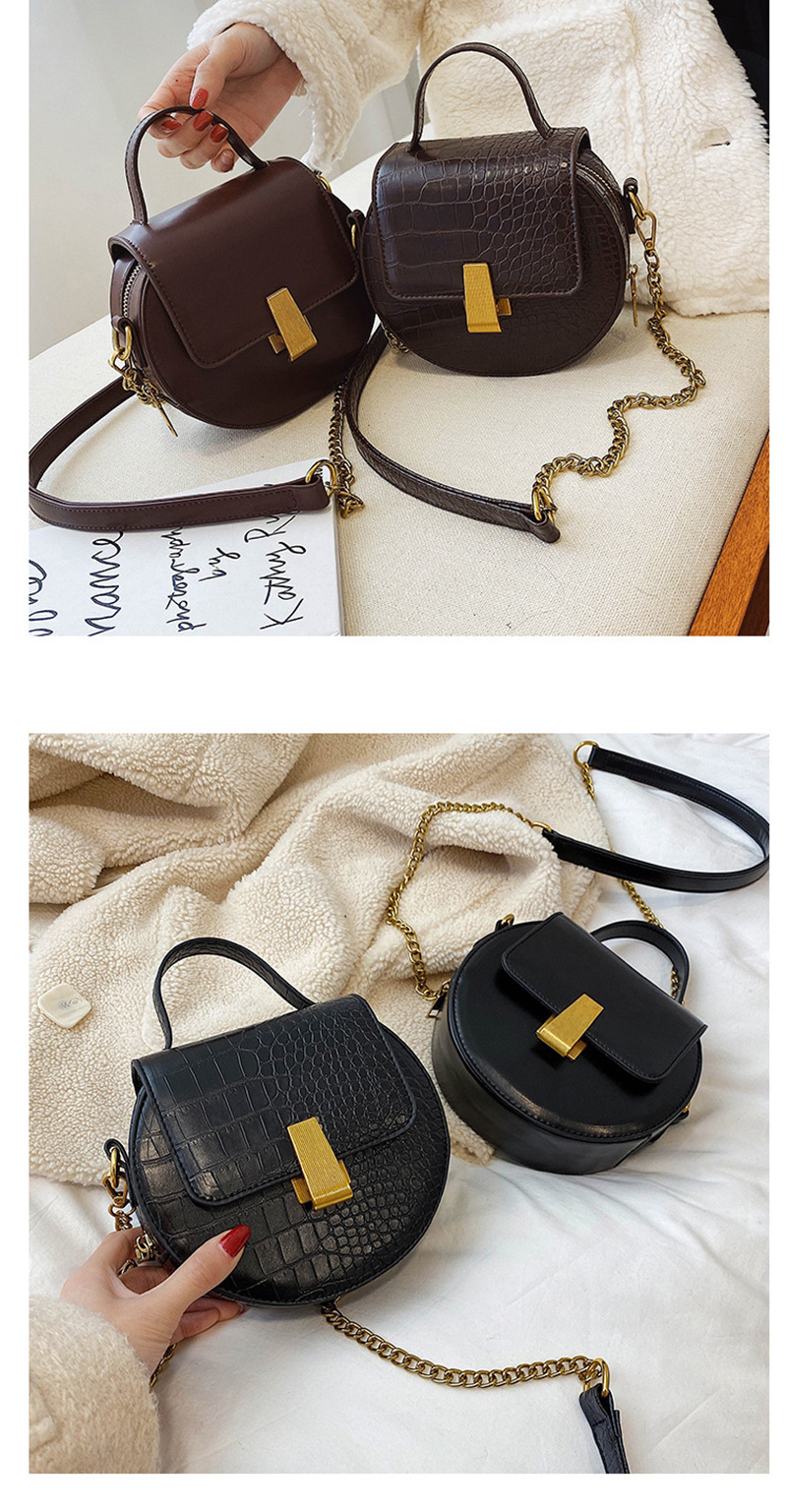 Fashion Crocodile Pattern Black Chain Hand Shoulder Shoulder Bag,Handbags