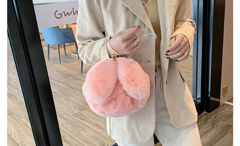 Fashion Deep Pink Cartoon Plush Chain Hand Shoulder Shoulder Bag,Handbags
