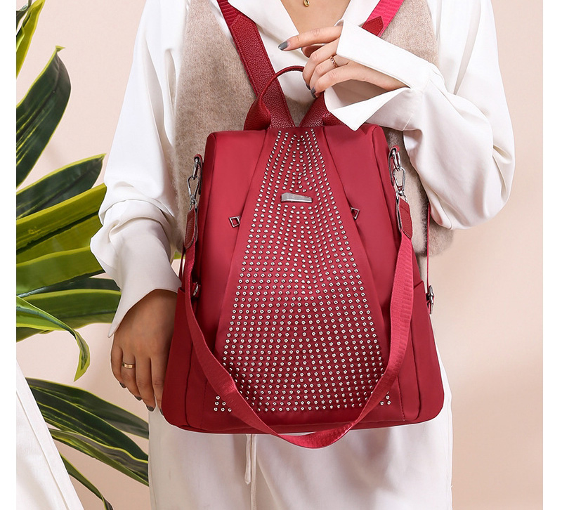 Fashion Red Rivet Shoulder Bag,Backpack