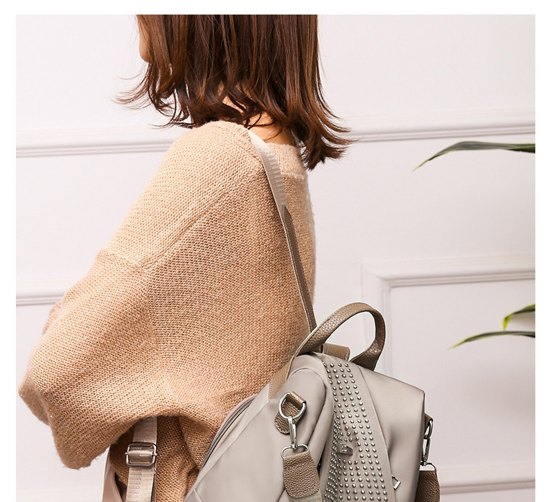 Fashion Khaki Rivet Shoulder Bag,Backpack