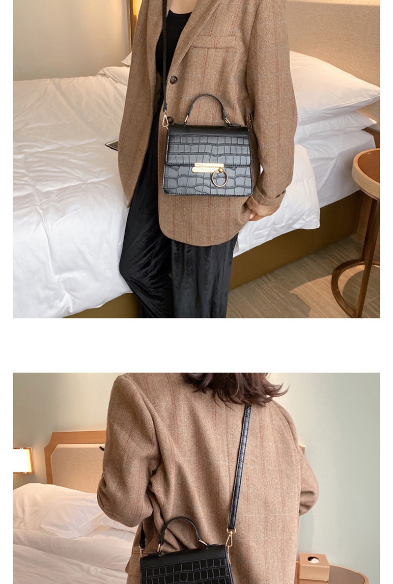 Fashion Black Stone Pattern Stitching Slung Shoulder Bag,Handbags