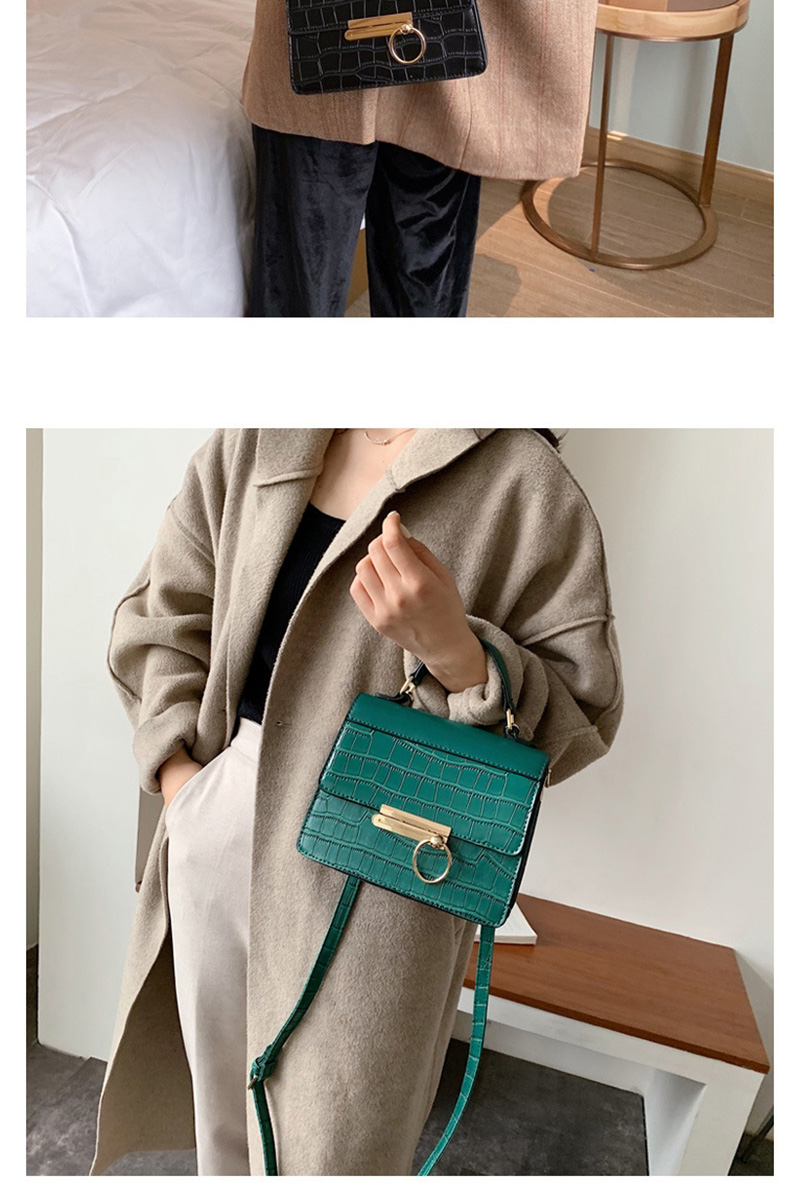 Fashion Green Stone Pattern Stitching Slung Shoulder Bag,Handbags