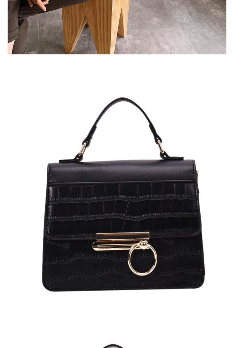 Fashion Black Stone Pattern Stitching Slung Shoulder Bag,Handbags