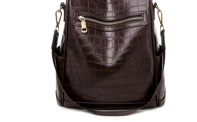 Fashion Brown Crocodile Embossed Backpack,Backpack
