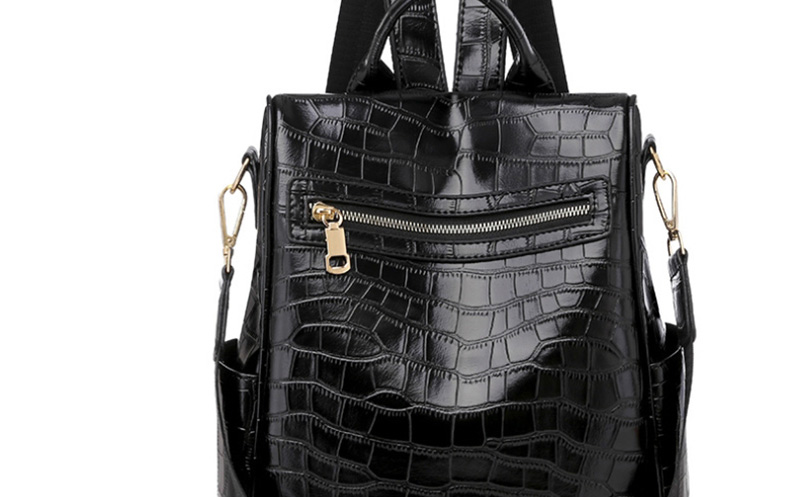 Fashion Black Crocodile Embossed Backpack,Backpack