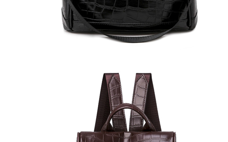 Fashion Brown Crocodile Embossed Backpack,Backpack