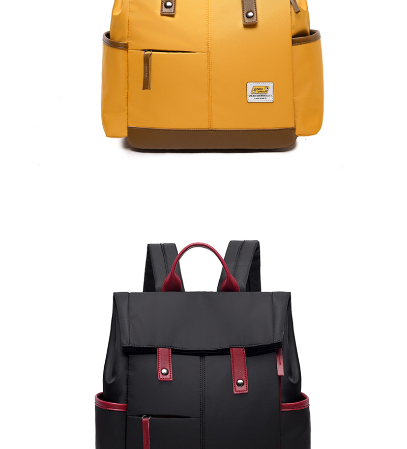 Fashion Yellow Labeled Contrast Backpack,Backpack