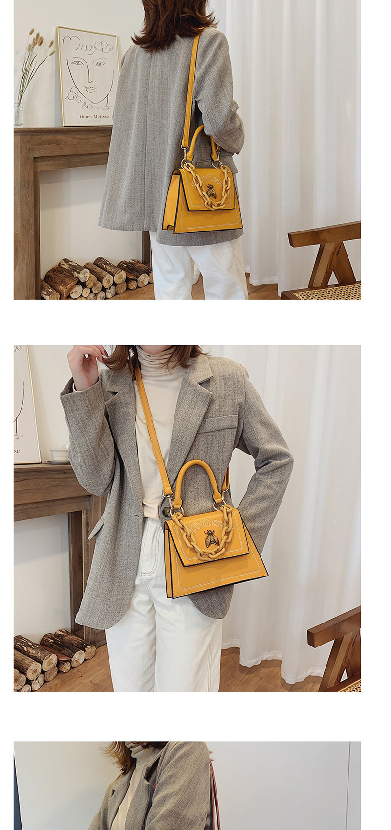 Fashion Brown Chain Letter Single Crossbody Bag,Handbags