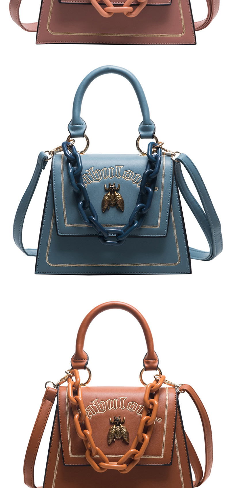 Fashion Blue Chain Letter Single Crossbody Bag,Handbags