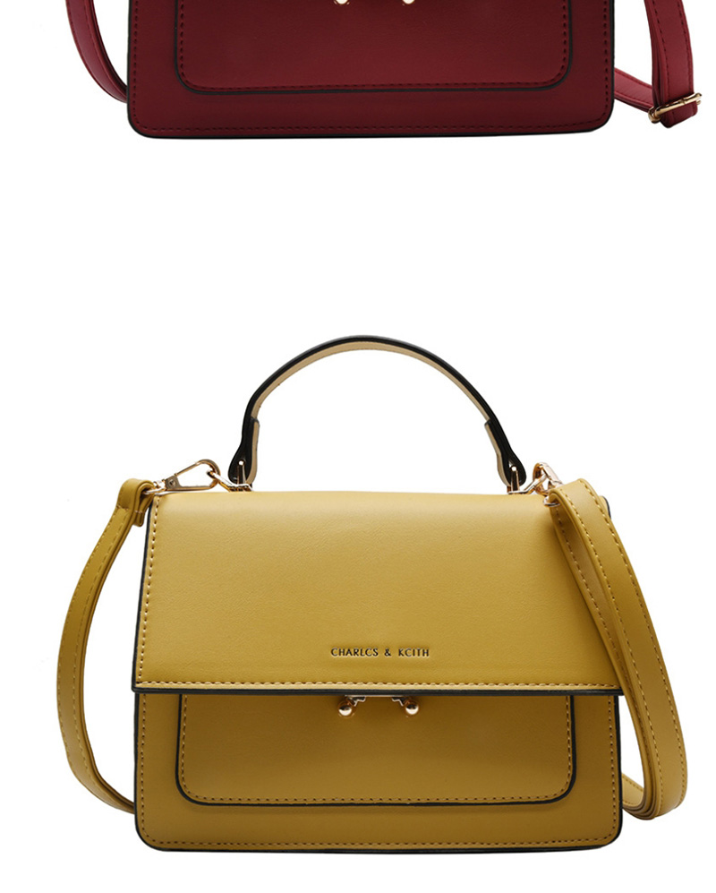 Fashion Yellow Bronzed Letter Locks With Hand-sleeve Shoulder Bag,Handbags