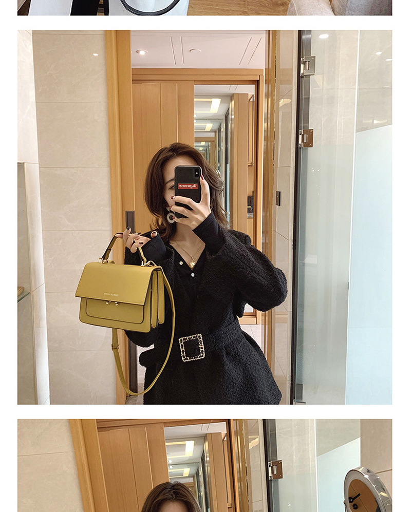 Fashion Yellow Bronzed Letter Locks With Hand-sleeve Shoulder Bag,Handbags