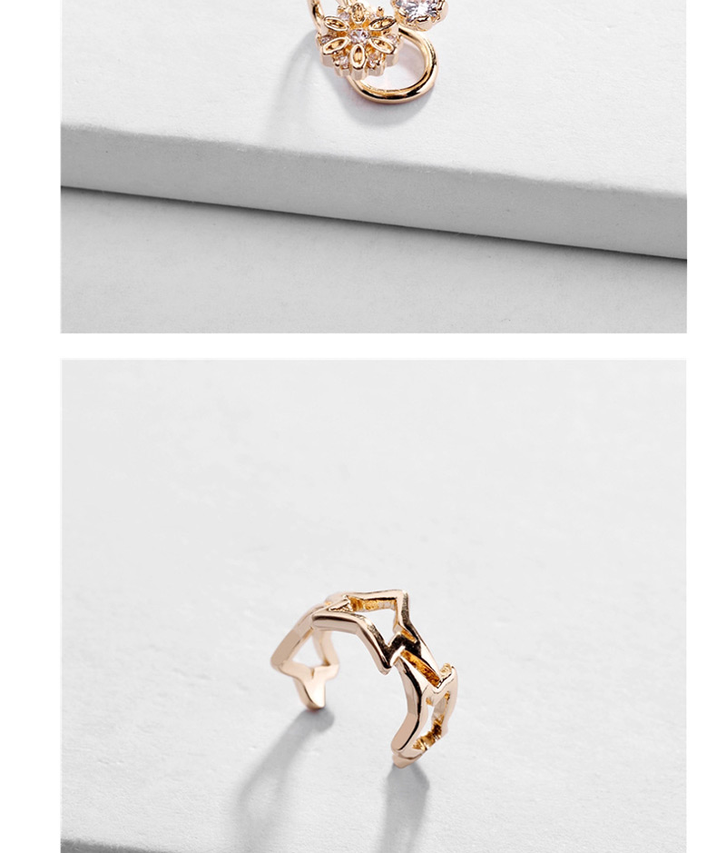 Fashion Gold Copper Fittings Adjustable Hollow Five-star Flower Ear Clip,Hoop Earrings