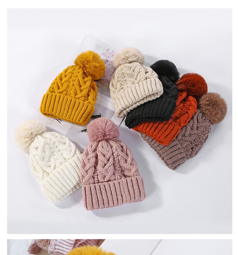 Fashion Orange Red Hemp Pattern Plus Velvet Double Wool Cap Layer,Knitting Wool Hats