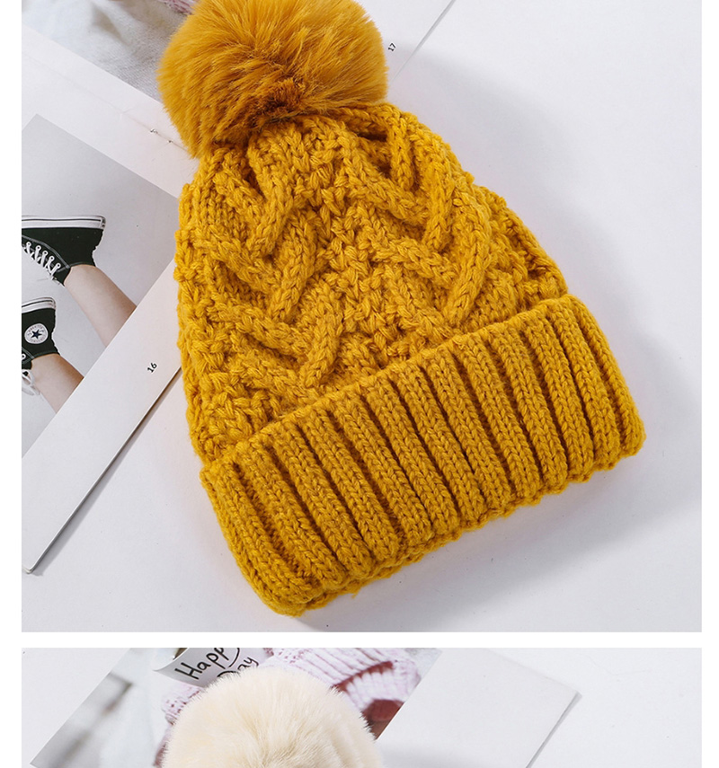 Fashion Beige Hemp Pattern Plus Velvet Double Wool Cap Layer,Knitting Wool Hats