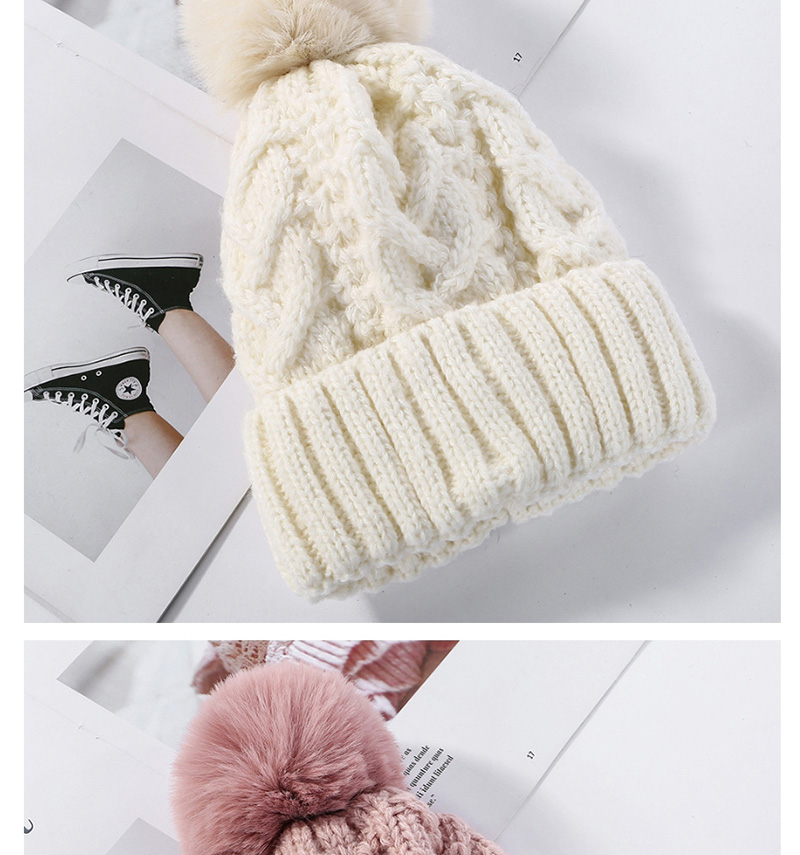 Fashion Milk White Hemp Pattern Plus Velvet Double Wool Cap Layer,Knitting Wool Hats