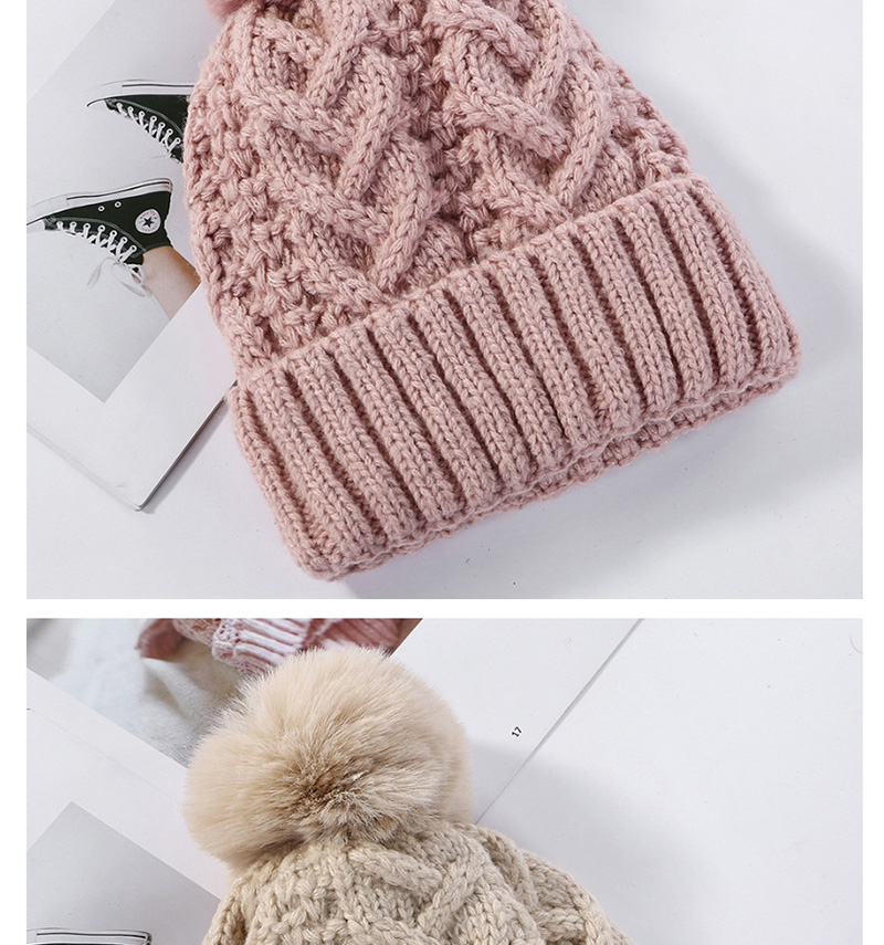 Fashion Pink Hemp Pattern Plus Velvet Double Wool Cap Layer,Knitting Wool Hats