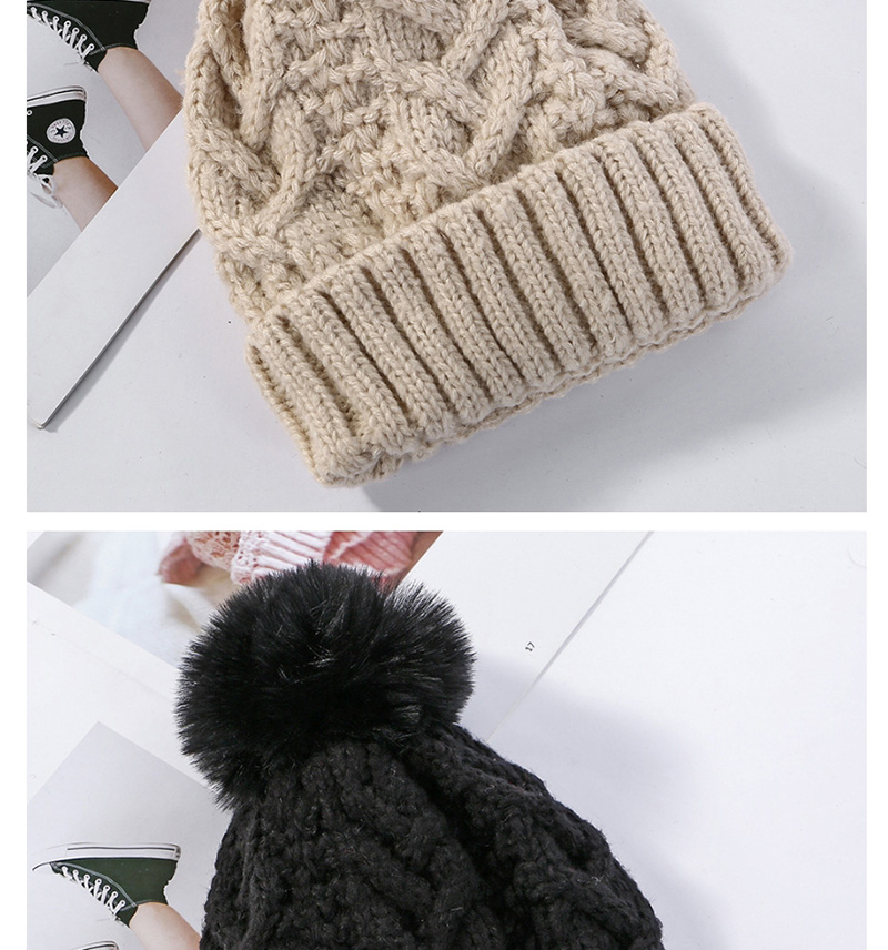 Fashion Black Hemp Pattern Plus Velvet Double Wool Cap Layer,Knitting Wool Hats