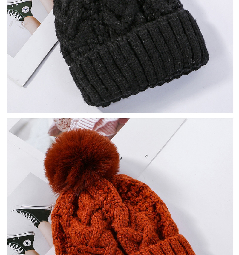 Fashion Orange Red Hemp Pattern Plus Velvet Double Wool Cap Layer,Knitting Wool Hats