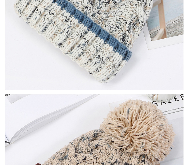 Fashion White Flower Line Plus Velvet Knitted Wool Cap,Knitting Wool Hats