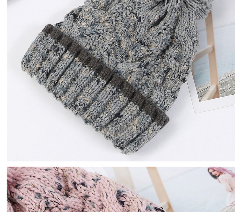 Fashion Beige Flower Line Plus Velvet Knitted Wool Cap,Knitting Wool Hats