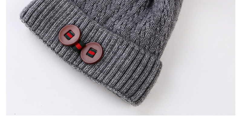Fashion Gray Double Buckle Knitted Wool Cap,Knitting Wool Hats