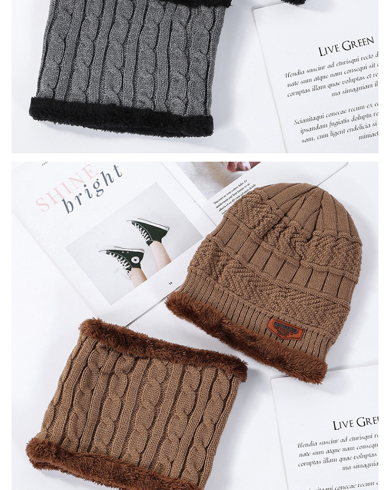 Fashion Khaki Plush Knitted Twisted Woolen Cap Bib Two-piece,Knitting Wool Hats