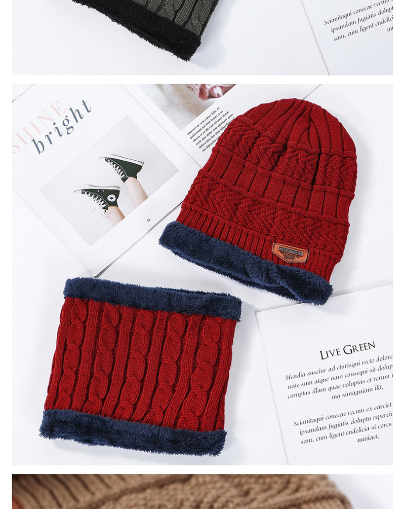 Fashion Big Red Plush Knitted Twisted Woolen Cap Bib Two-piece,Knitting Wool Hats