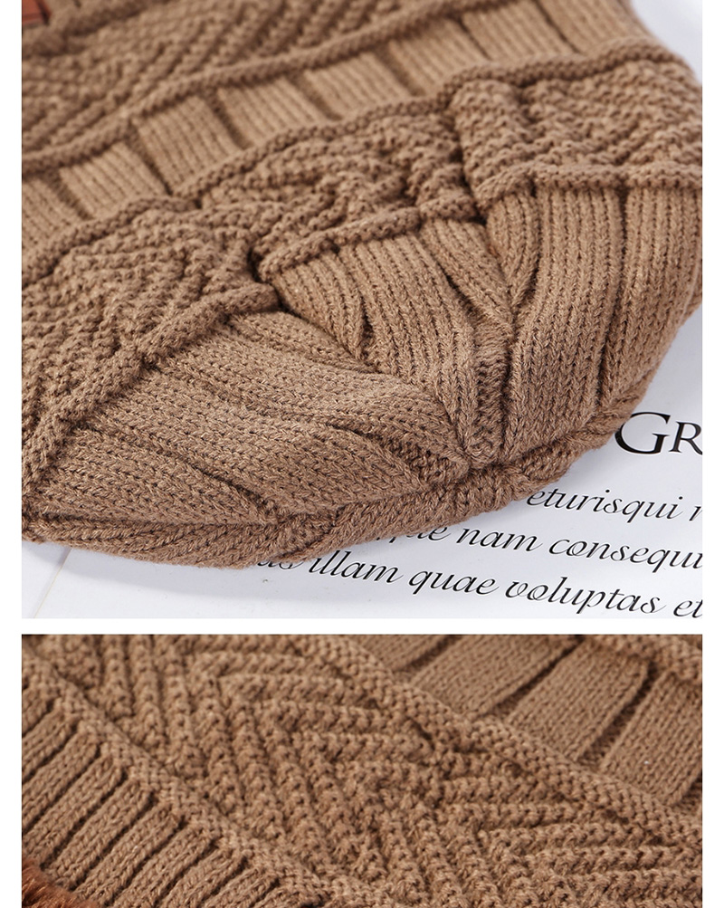 Fashion Dark Gray Plush Knitted Twisted Woolen Cap Bib Two-piece,Knitting Wool Hats