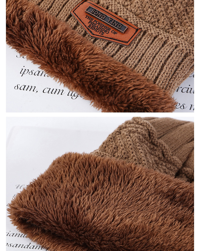 Fashion Coffee Color Plush Knitted Twisted Woolen Cap Bib Two-piece,Knitting Wool Hats