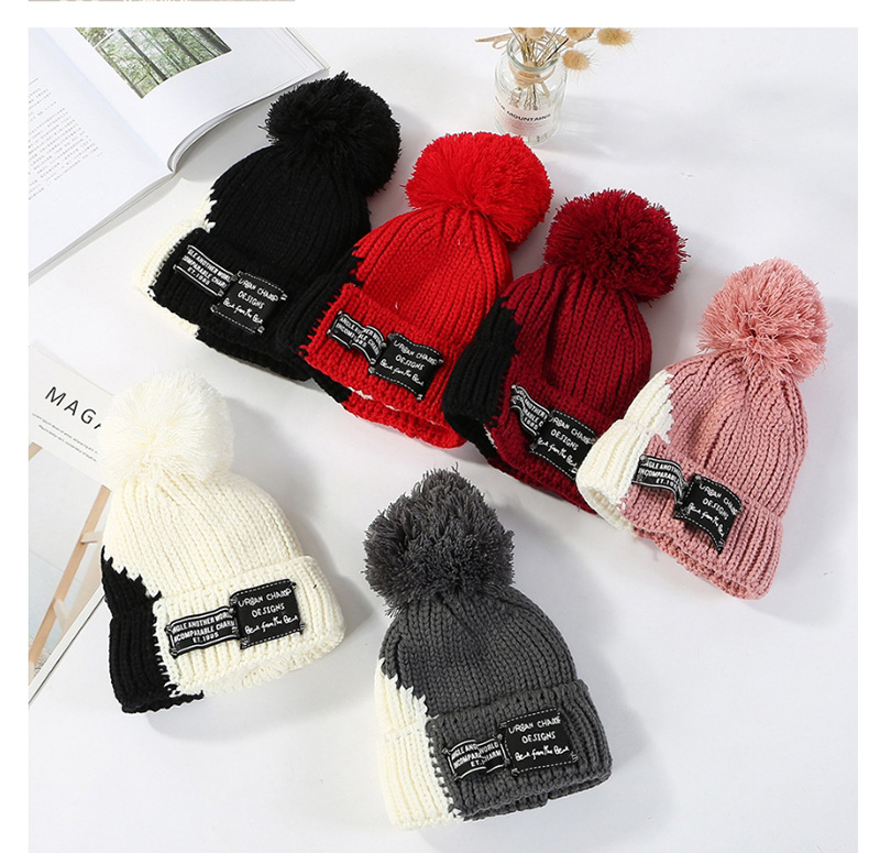Fashion Gray Color Matching Knit Plus Velvet Cap,Knitting Wool Hats