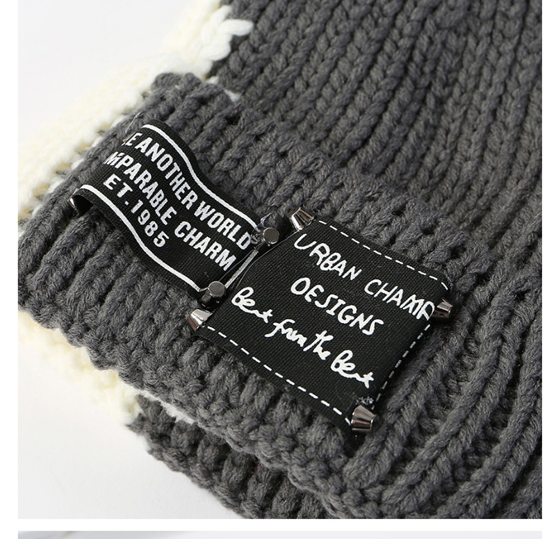 Fashion Black Color Matching Knit Plus Velvet Cap,Knitting Wool Hats