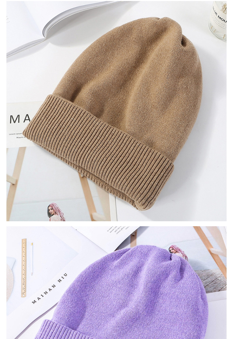 Fashion Khaki Double Wool Cap,Knitting Wool Hats