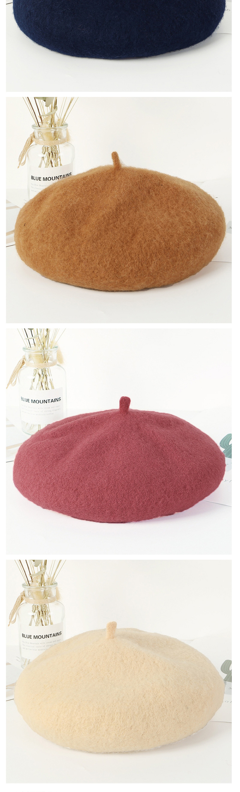 Fashion Leather Powder Wool Wool Beret,Beanies&Others