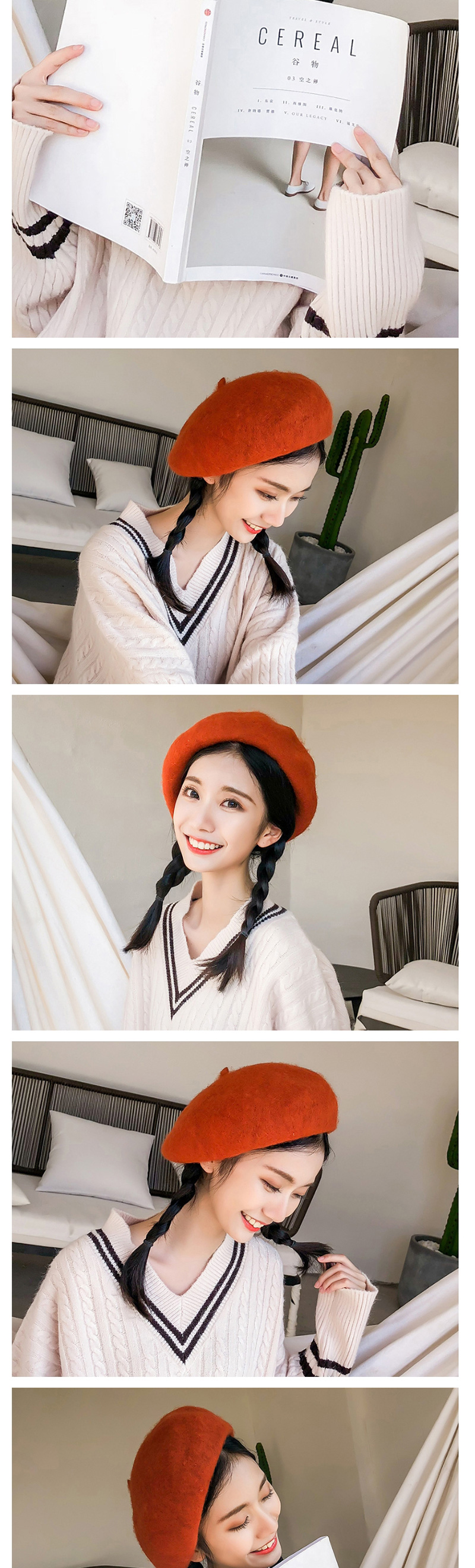Fashion Big Red Wool Wool Beret,Beanies&Others