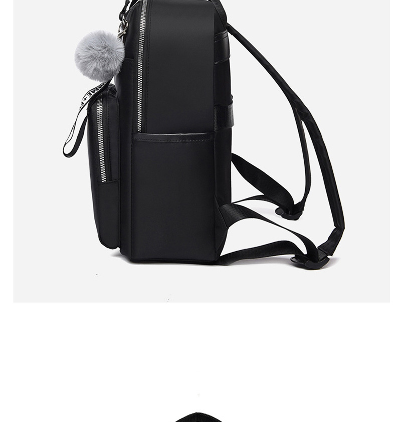 Fashion Black Send Pendant Stitching Hair Ball Backpack,Backpack