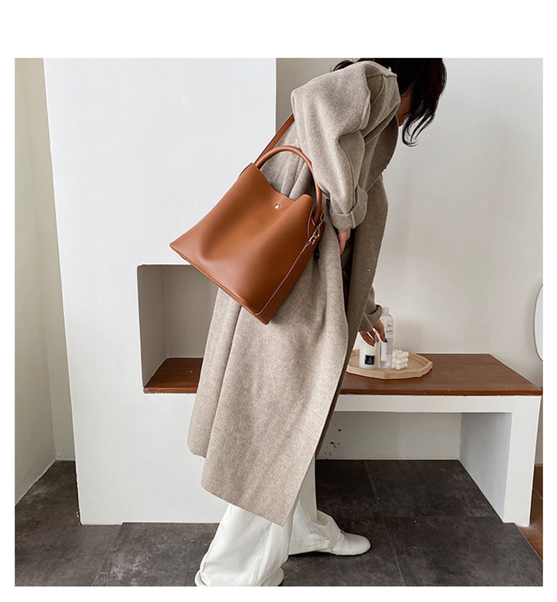 Fashion Camel Solid Color Shoulder Bag,Handbags