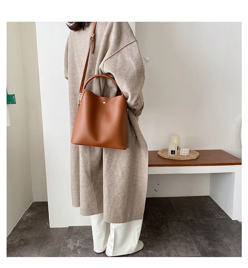 Fashion Creamy-white Solid Color Shoulder Bag,Handbags