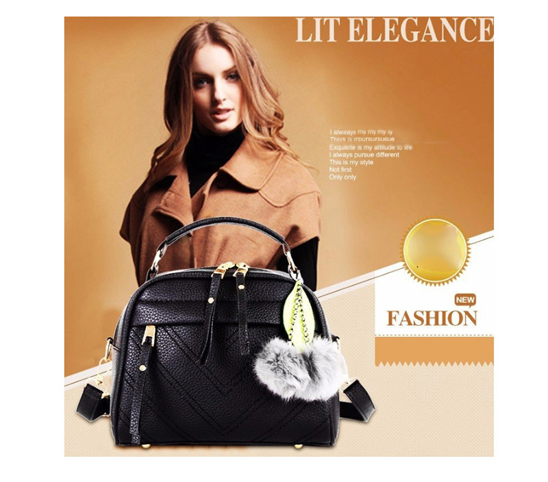 Fashion Gray Hairball Pendant: Shoulder Bag: Shoulder Bag,Handbags