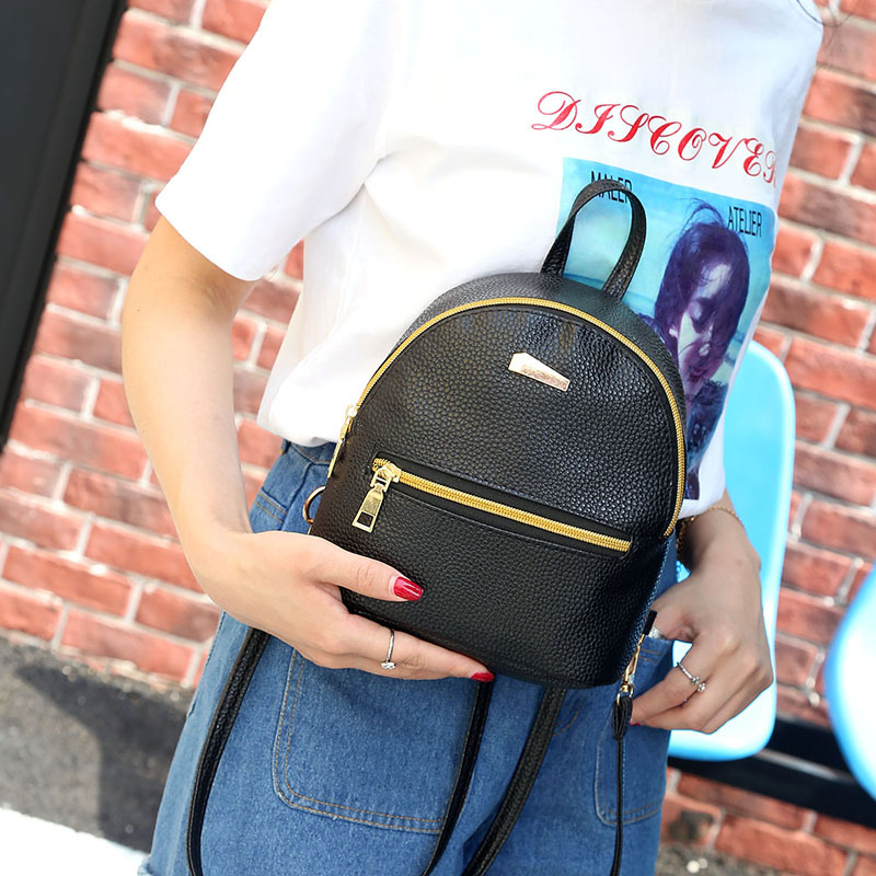 Fashion Black Contrast Zipper Backpack,Backpack